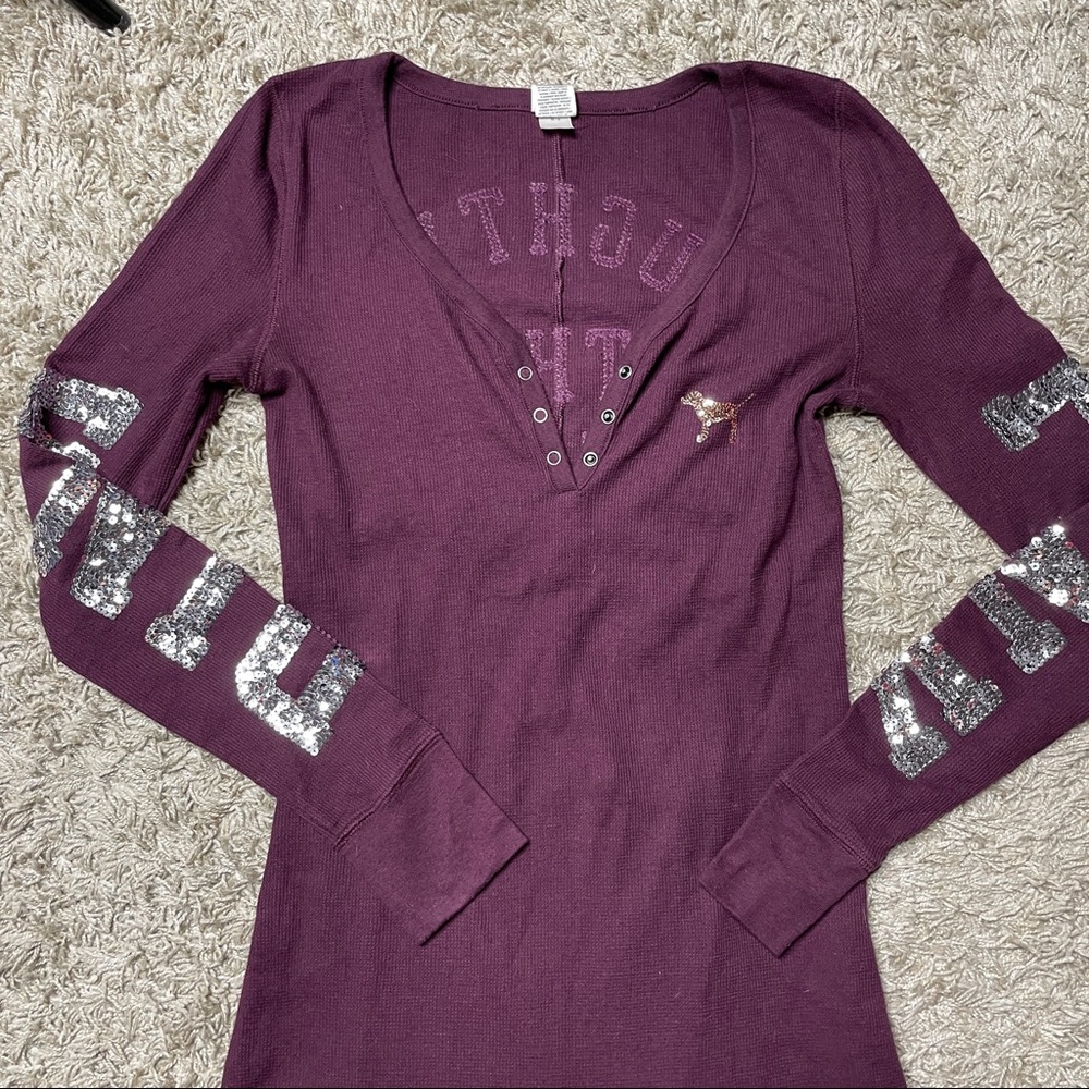 Victoria's Secret Plum Pajama Onesie with Metallic Accents - Picture 3 of 9